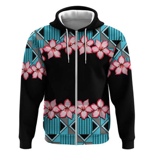 African Adenium Multiflorum Flowers Hoodie with Kente Style