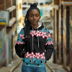 African Adenium Multiflorum Flowers Hoodie with Kente Style