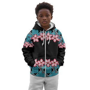 African Adenium Multiflorum Flowers Kid Hoodie with Kente Style