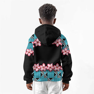 African Adenium Multiflorum Flowers Kid Hoodie with Kente Style