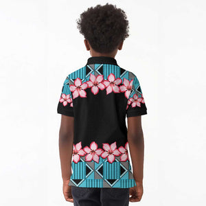 African Adenium Multiflorum Flowers Kid Polo Shirt with Kente Style