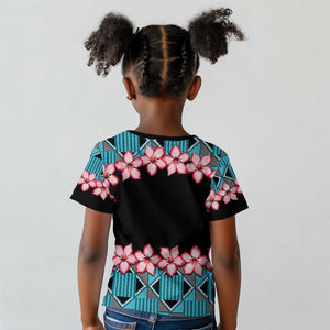 African Adenium Multiflorum Flowers Kid T shirt with Kente Style