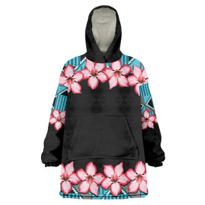 African Adenium Multiflorum Flowers Kid Wearable Blanket Hoodie with Kente Style