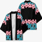 African Adenium Multiflorum Flowers Kimono with Kente Style
