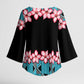 African Adenium Multiflorum Flowers Kimono Sleeve Blouse with Kente Style