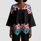 African Adenium Multiflorum Flowers Kimono Sleeve Blouse with Kente Style