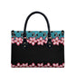 African Adenium Multiflorum Flowers Leather Bag with Kente Style