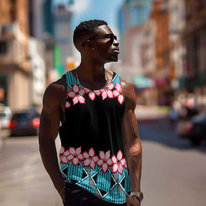 African Adenium Multiflorum Flowers Men Tank Top with Kente Style