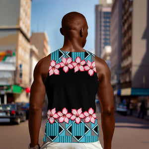 African Adenium Multiflorum Flowers Men Tank Top with Kente Style