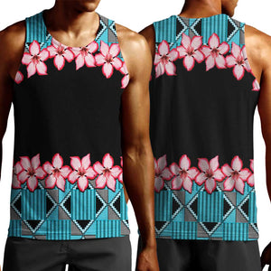 African Adenium Multiflorum Flowers Men Tank Top with Kente Style