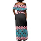 African Adenium Multiflorum Flowers Off Shoulder Maxi Dress with Kente Style