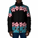 African Adenium Multiflorum Flowers Padded Jacket with Kente Style