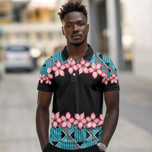 African Adenium Multiflorum Flowers Polo Shirt with Kente Style