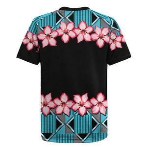 African Adenium Multiflorum Flowers Rugby Jersey with Kente Style