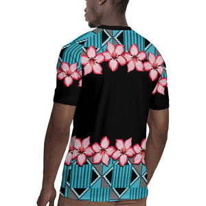 African Adenium Multiflorum Flowers Rugby Jersey with Kente Style