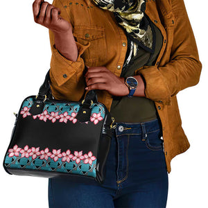 African Adenium Multiflorum Flowers Shoulder Handbag with Kente Style