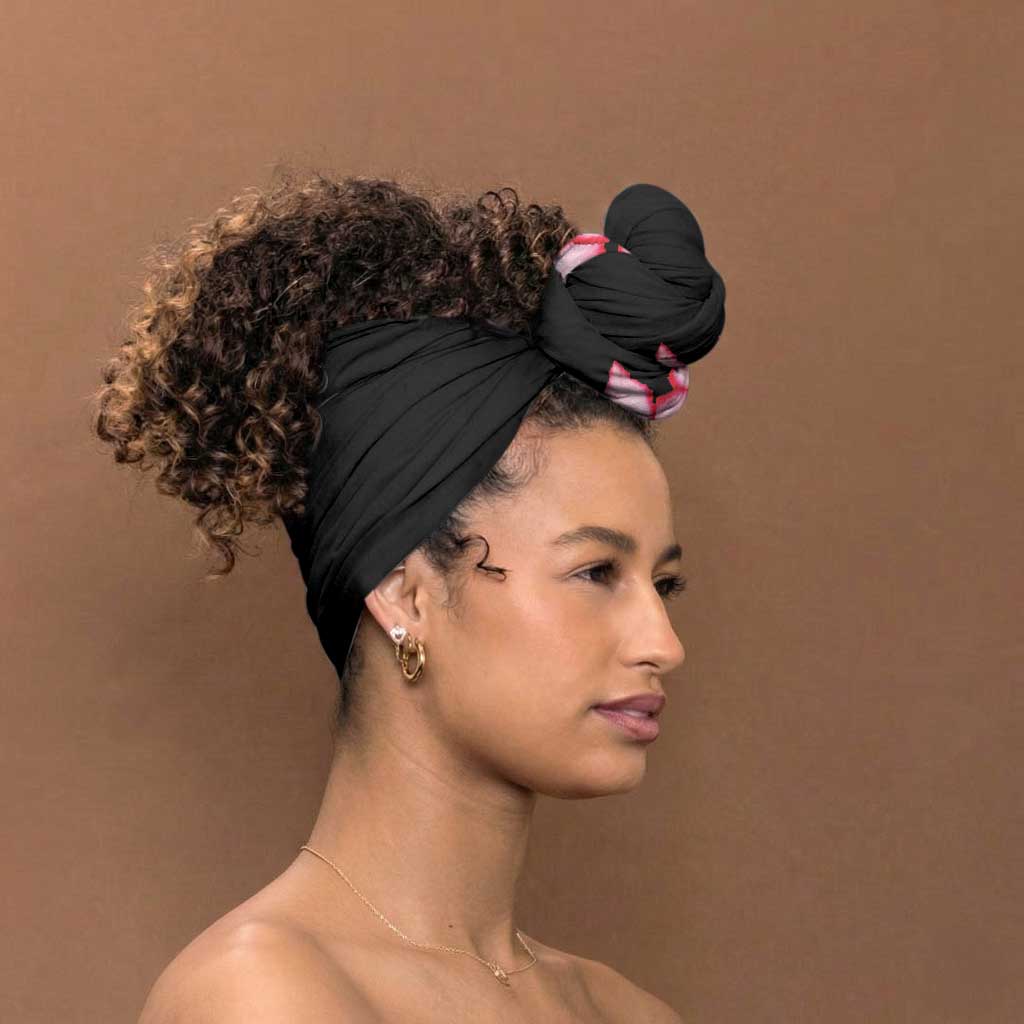African Adenium Multiflorum Flowers Simple Headwrap Kente Style