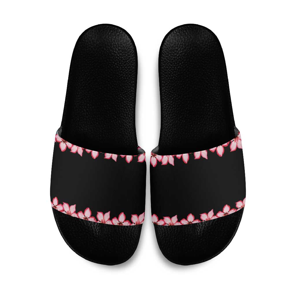 African Adenium Multiflorum Flowers Slide Sandals with Kente Style