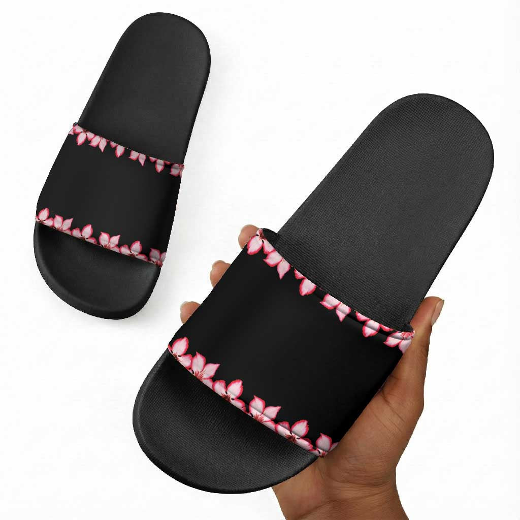 African Adenium Multiflorum Flowers Slide Sandals with Kente Style
