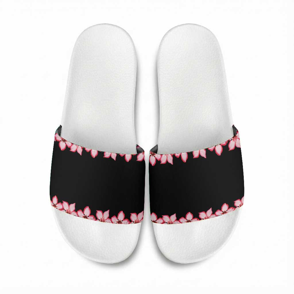 African Adenium Multiflorum Flowers Slide Sandals with Kente Style