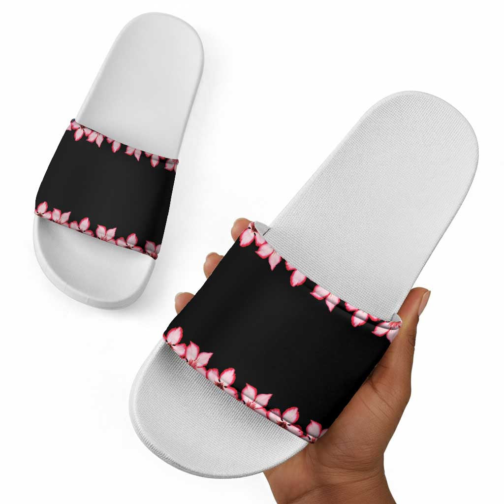 African Adenium Multiflorum Flowers Slide Sandals with Kente Style