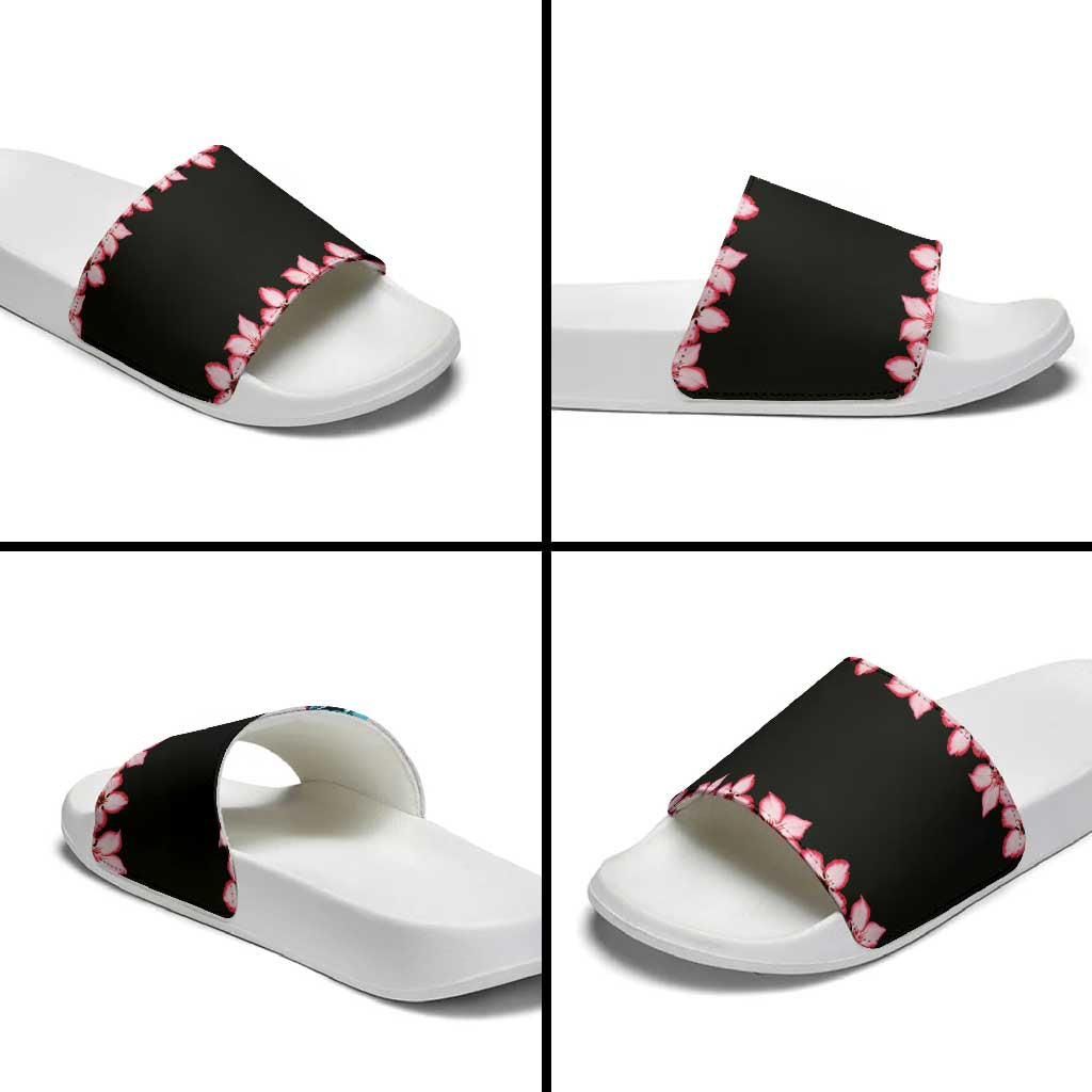 African Adenium Multiflorum Flowers Slide Sandals with Kente Style