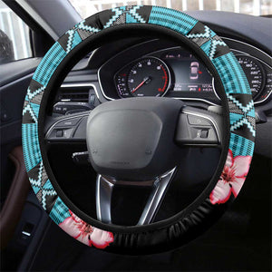 African Adenium Multiflorum Flowers Steering Wheel Cover with Kente Style