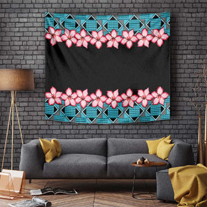 African Adenium Multiflorum Flowers Tapestry with Kente Style