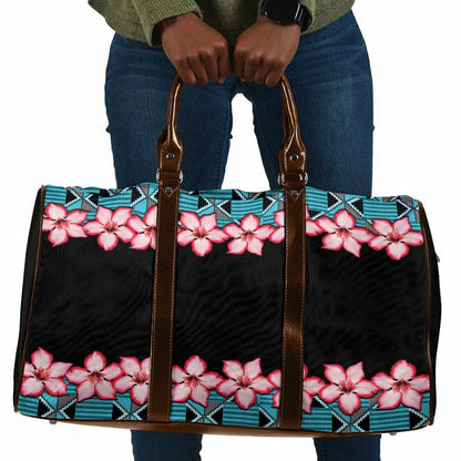 African Adenium Multiflorum Flowers Travel Bag with Kente Style