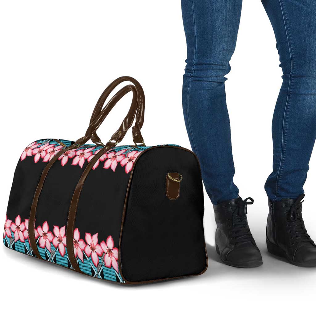 African Adenium Multiflorum Flowers Travel Bag with Kente Style