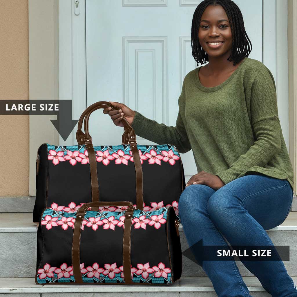 African Adenium Multiflorum Flowers Travel Bag with Kente Style
