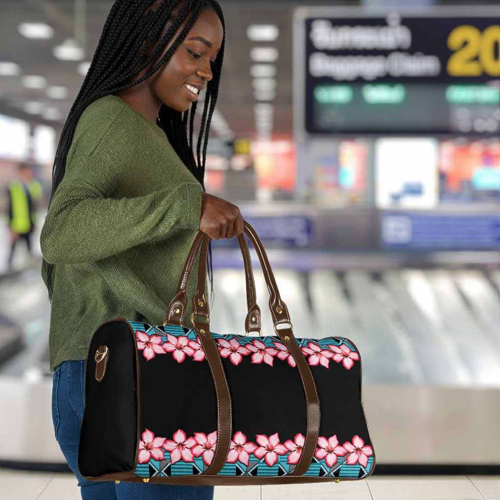 African Adenium Multiflorum Flowers Travel Bag with Kente Style