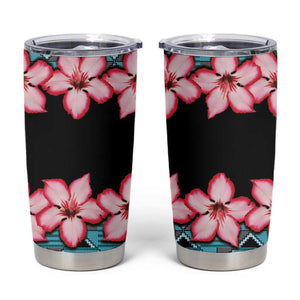 African Adenium Multiflorum Flowers Tumbler Cup with Kente Style