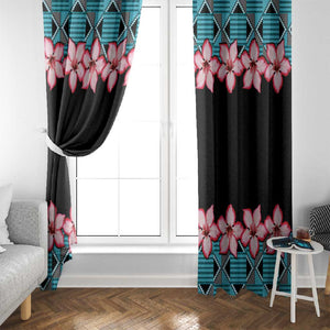 African Adenium Multiflorum Flowers Window Curtain with Kente Style