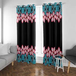 African Adenium Multiflorum Flowers Window Curtain with Kente Style