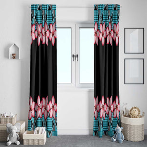 African Adenium Multiflorum Flowers Window Curtain with Kente Style