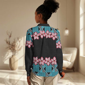 African Adenium Multiflorum Flowers Women Casual Shirt with Kente Style