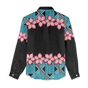 African Adenium Multiflorum Flowers Women Casual Shirt with Kente Style