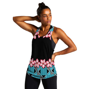 African Adenium Multiflorum Flowers Women Racerback Tank with Kente Style