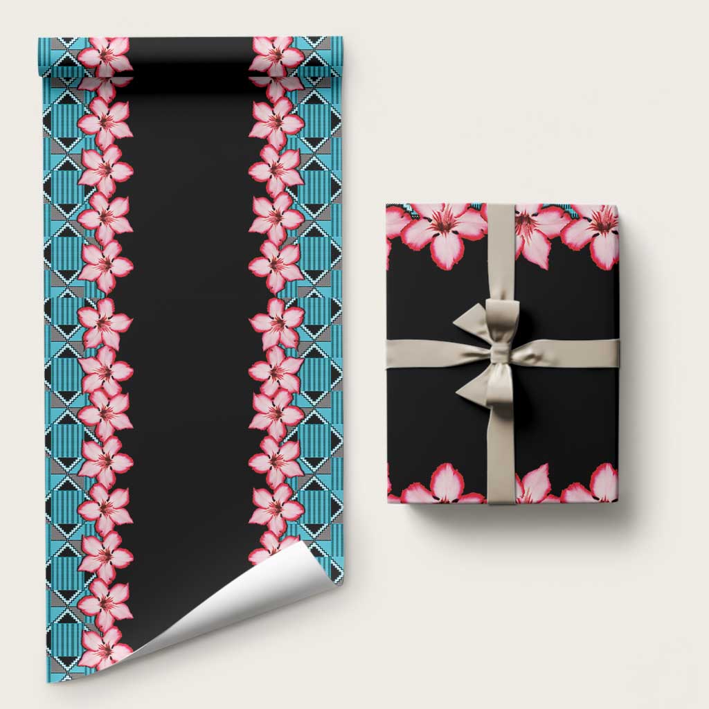 African Adenium Multiflorum Flowers Wrapping Paper Kente Style - African Pride
