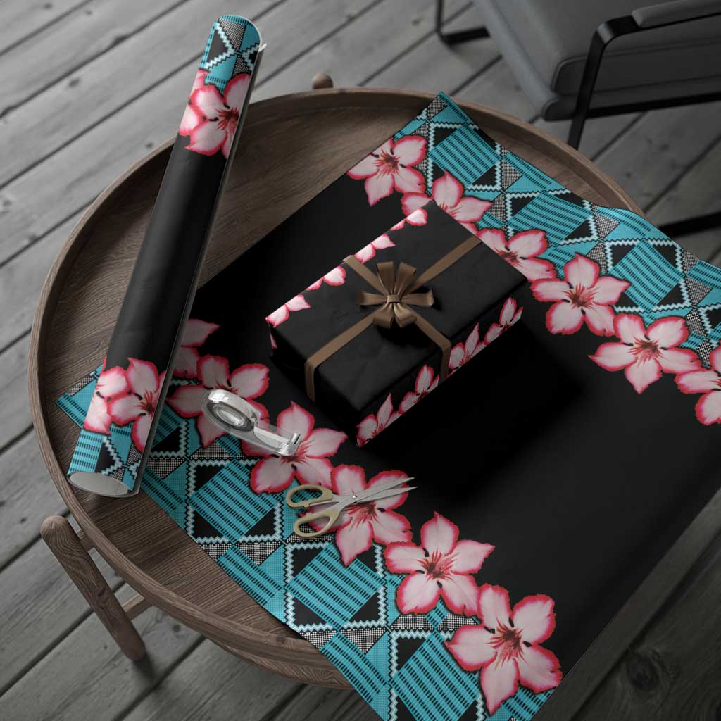 African Adenium Multiflorum Flowers Wrapping Paper Kente Style - African Pride