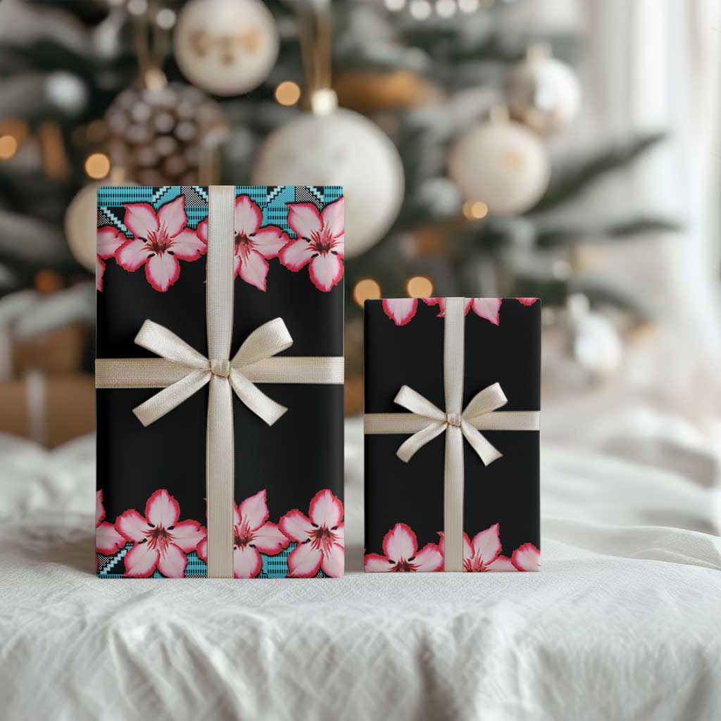 African Adenium Multiflorum Flowers Wrapping Paper Kente Style - African Pride