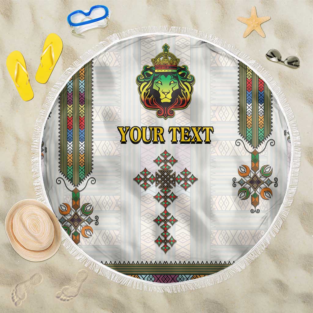 Personalized Ethiopia Lion Of Judah Beach Blanket Tibeb Style