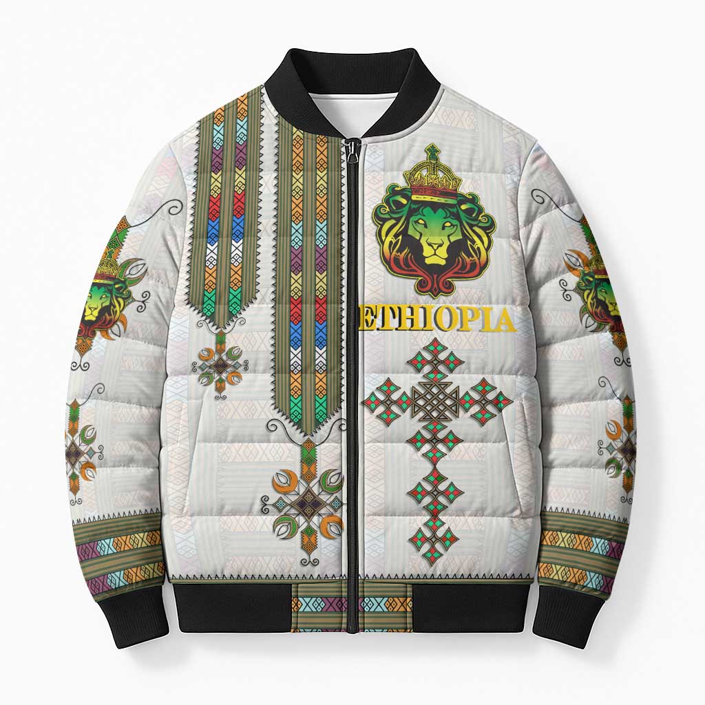 Personalized Ethiopia Lion Of Judah Bomber Puffer Jacket Tibeb Style
