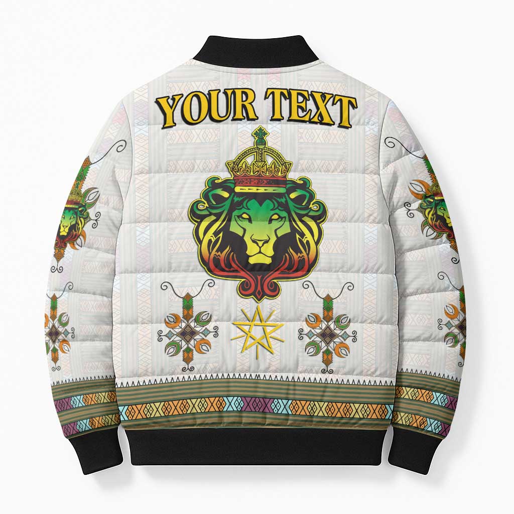 Personalized Ethiopia Lion Of Judah Bomber Puffer Jacket Tibeb Style