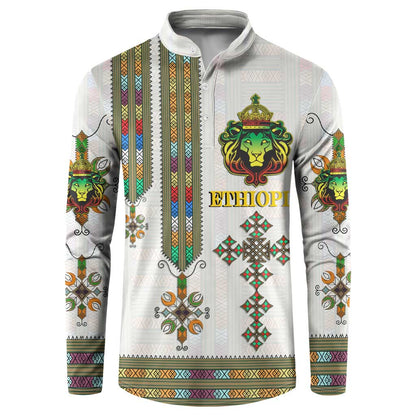 Personalized Ethiopia Lion Of Judah Button Sweatshirt Tibeb Style