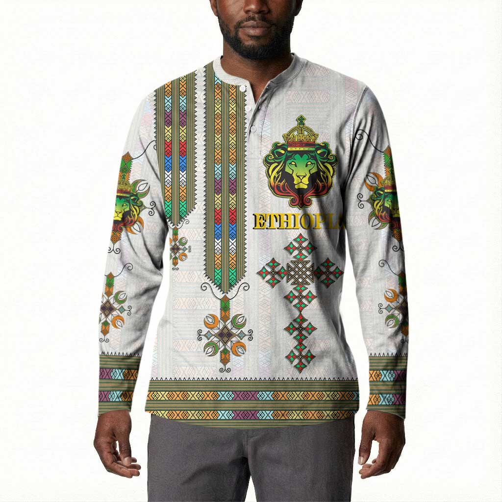 Personalized Ethiopia Lion Of Judah Button Sweatshirt Tibeb Style
