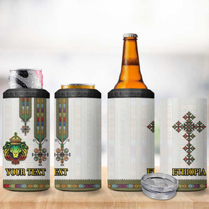 Personalized Ethiopia Lion Of Judah 4 in 1 Can Cooler Tumbler Tibeb Style