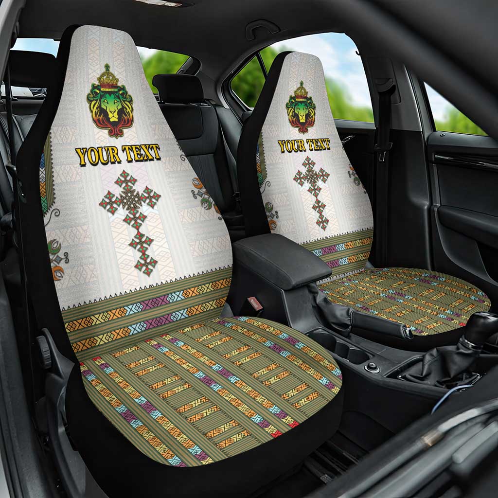 Personalized Ethiopia Lion Of Judah Car Seat Cover Tibeb Style