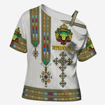 Personalized Ethiopia Lion Of Judah Cross Shoulder Shirt Tibeb Style
